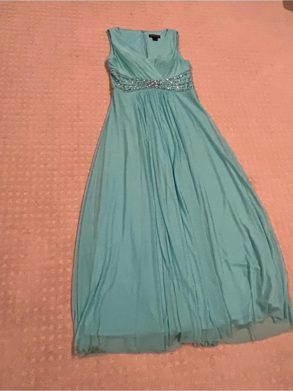 Jessica Howard Aqua Maxi Dress with Beaded Waist